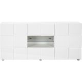 Buffetkast CALISTO - Met led-verlichting - Twee poorten en twee lades - Wit gelakt