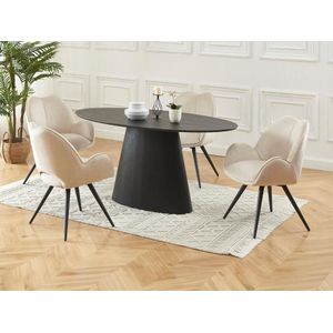 Set van tafel ANTELADA + 4 stoelen GULSUN - Zwart en beige