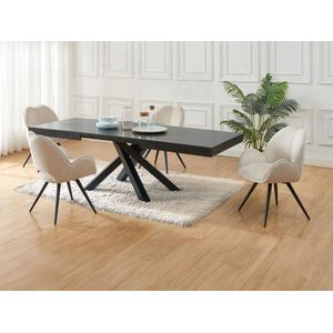 Set tafel CATONAV + 4 stoelen GULSUN - Zwart en beige