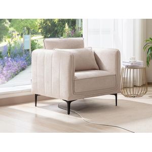 Fauteuil van beige stof TORMELDA