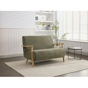 JULOMO - Tweezitsbank - Groen - 100% Polyester - Hout