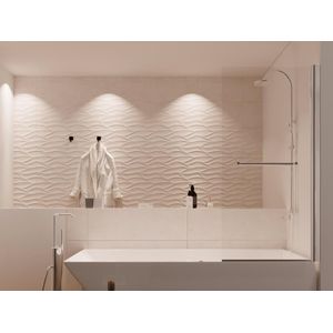 Badscherm met verchroomd metalen handdoekenrek in industriële stijl - 70 x 140 cm - TOBIN