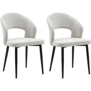 Set van 2 stoelen in stof en zwart metaal - Grijs - NIYAMA