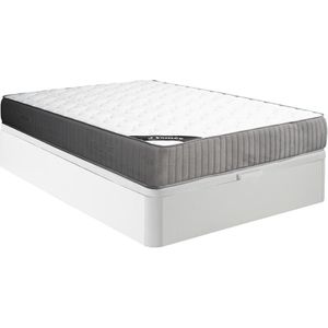 Set 140 x 190 cm bedbodem met opbergruimte, wit + matras van veerkrachtig schuim en instap van latex van 30 cm dik - MALINO van YSMÉE