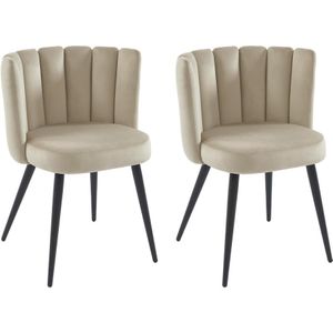 Set van 2 stoelen van velours en zwart metaal - Beige - PRANILA - van Pascal Morabito