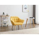 Fauteuil van mosterdgele stof CASERTA