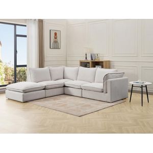 Vente-unique Hoekbank links van beige stof met structuur BRUMADO L 284 cm x H 85 cm x D 263 cm