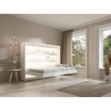 RAPILI - Bedkast - Wit - Handmatige Horizontale Opening - Met Ledverlichting