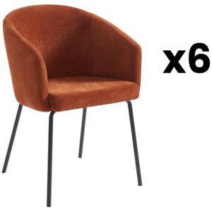 Set van 6 stoelen met armleuningen van stof en metaal - Terracotta - MADIALI