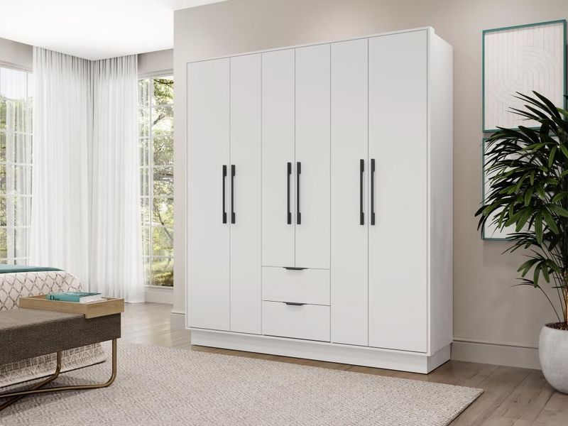 FEOVA Kast met 6 Deuren en 2 Lades - Wit - L162 cm
