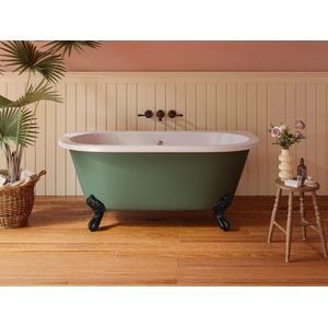 Half-losstaand retro-bad met poten - 154L - 150 x 74 x 61 cm - Mat groen - Acryl - SPARUS