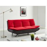 DEMIDO III - Uitklapbare bedbank van stof in rood en antraciet - Tweekleurig design - Bewerkte stiksels - L184 x H85 x D85 cm