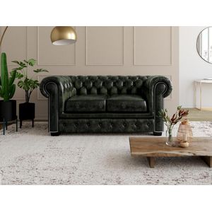 BRENTON Tweezitsbank Chesterfield van 100% buffelleer - Empire groen