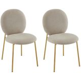 Set van 2 stoelen met stoffen bekleding en goudkleurig metaal – Beige – ASTRENA