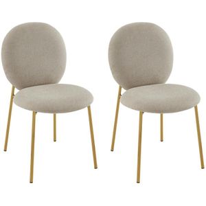 Set van 2 stoelen met stoffen bekleding en goudkleurig metaal – Beige – ASTRENA