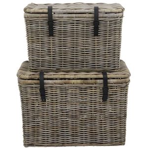 Set van 2 opbergkoffers van kubu NEFTA - L80 x D45 x H55 cm en L70 x D35 x H45 cm - Natuurlijk grijs