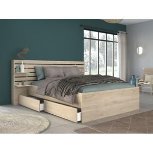 Bed met opbergruimte – 160 x 200 cm – Kleuren: houtlook + bedbodem - TENALIA II