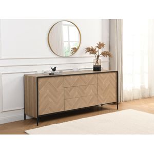 Vente-unique - TUMACO Buffetkast - Licht Natuurlijk en Wit - MDF - 2 Deuren 3 Lades