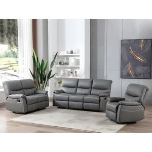 Vente-unique - CANBY - Driezitsbank - Grijs - Kunstleer