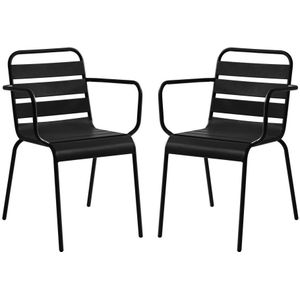 Set van 2 stapelbare metalen fauteuils - Zwart - MIRMANDE van MYLIA