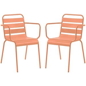 Set van 2 stapelbare metalen fauteuils - Perzikkleurig - MIRMANDE van MYLIA
