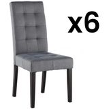 Set van 6 stoelen VILLOSA - grijze stof & donker houten poten