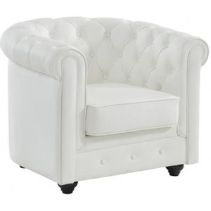 Fauteuil van buffelleer CHESTERFIELD - Wit