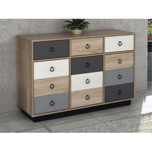 Kast - Veelkleurig - Spaanplaat - 3 Deuren - Schuiflade