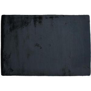 Shaggy hoogpolig vloerkleed met bontlook - 160 x 230 cm - Zwart - BUNNY