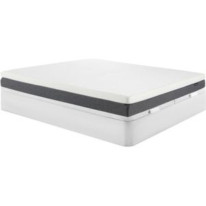 Set 180 x 200 cm witte bedbodem met opbergruimte + matras met HD-schuim, 7 zones en instap met vormgeheugen, afneembare tijk, 20 cm dik - KELIH van YSMÉE