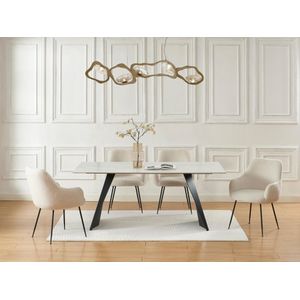 NIOLEA - Eettafel - Wit - Keramiek - Voor 6 Personen