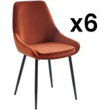 Set van 6 stoelen - Fluweel en zwart metaal - Terracotta - MASURIE
