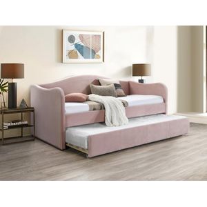 MATHILDE - Bedbank - Fluweel - Roze - Uitschuiable Slaapplaats