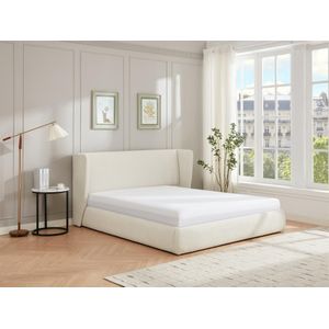 Bed met opbergruimte 180 x 200 cm - Boucléstof - Crèmewit - CORTAGA