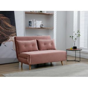 URIBIA - Tweezitsslaapbank - Poederroze - 100% Polyester - Inclusief Kussens