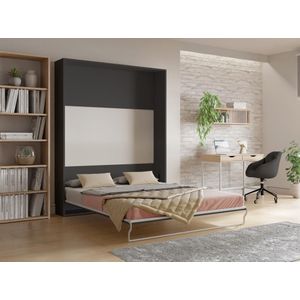 MALINA II - Bedkast - Donkergrijs - Houtlook - Handmatige verticale opening