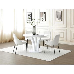 Vente-unique Ronde eettafel voor 4 personen van mdf - Wit gelakt - VIALETA L 120 cm x H 75 cm x D 120 cm