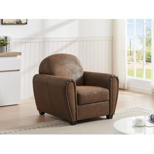 Clubfauteuil in microvezel met verouderde lederlook VICTORY III