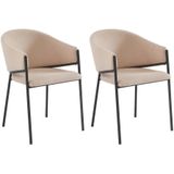 Set van 2 stoelen met stoffen en metalen armleuningen - Beige - ORDIDA - van Pascal Morabito
