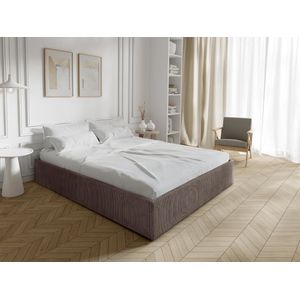 Bedbodem met opbergruimte 160 x 200 cm van ribfluweel - Bruin - PONTOS II van YSMÉE
