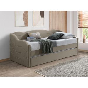 Uitschuifbare slaapbank 2 x 90 x 190 cm - Velours - Beige - LENVIA