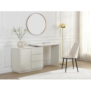 Kaptafel met draaiende hoek - 3 lades en 1 deurtje - Mdf - Beige - VELANTO