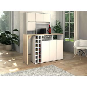 VINALO - Bartafel - Wit - MDF, Spaanplaat - Draaibaar, 3 Deuren