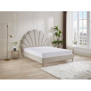 Bed met schelpvorm 160 x 200 cm - Stof - Beige - LIVAYA