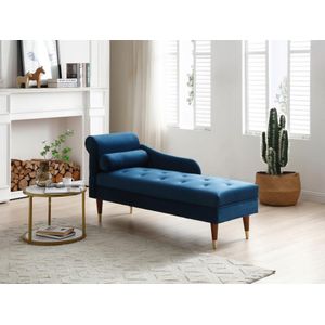 Chaise longue rechts van blauwgroen velours UMARI