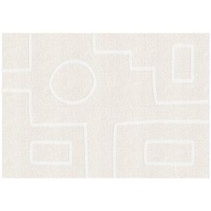 Design-tapijt met asymmetrische motieven - 160 x 230 cm - Beige en wit - DOMINIO