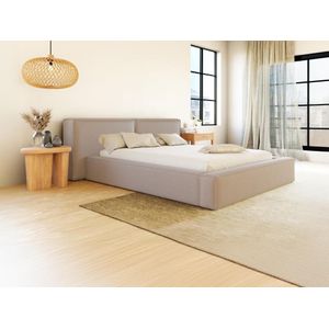 Bed met opbergruimte 160 x 200 cm - Stof - Beige + Matras - TIMANO van Pascal Morabito