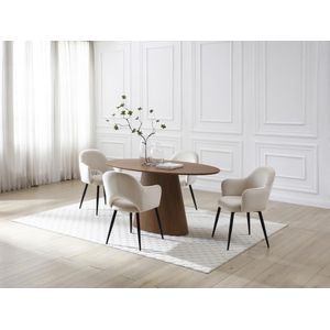 Eettafel 6 plaatsen met notenfineer - Donker naturel - ANTELADA