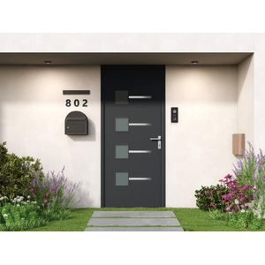Voordeur van aluminium H218 x L96 cm, antraciet - Links openslaand - AMARES