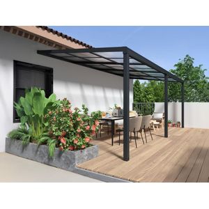 Pergola voor tegen de muur met schuifbaar dak - 18 m² - Antraciet - IZEDA